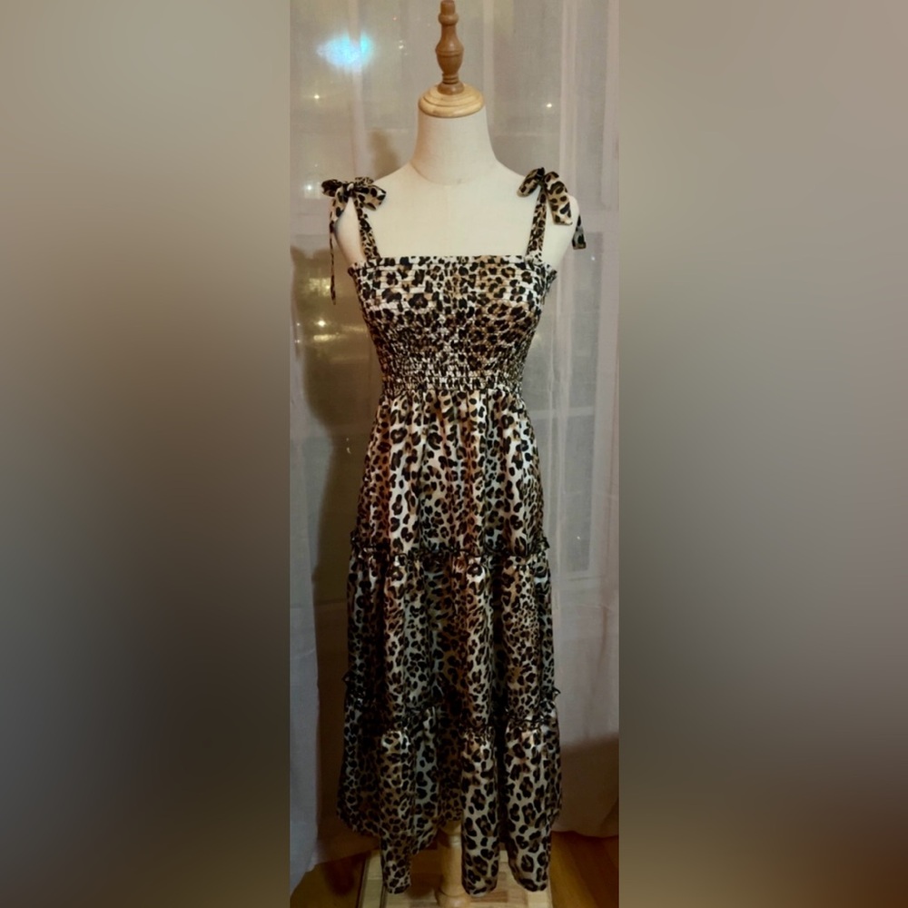 Leopard dress w/adjustable straps
